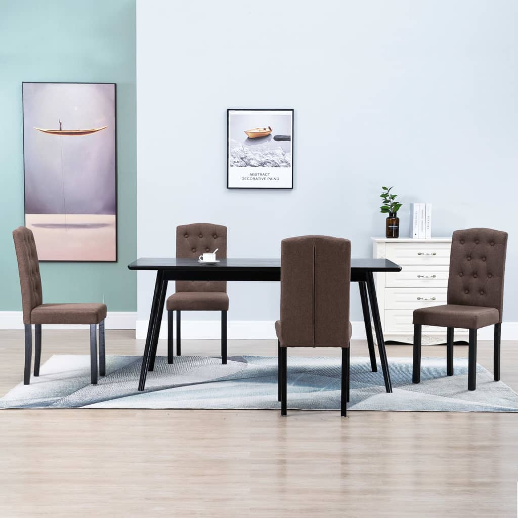 vidaXL Dining Chairs Accent Side Chair with Solid Wood Legs for Kitchen Fabric-6