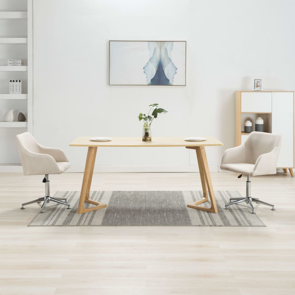 vidaXL Dining Chair 360 Degrees Swivel Accent Desk Chair with Arms Fabric-19