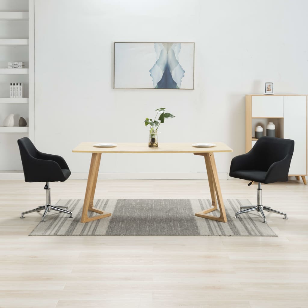 vidaXL Dining Chair 360 Degrees Swivel Accent Desk Chair with Arms Fabric-21