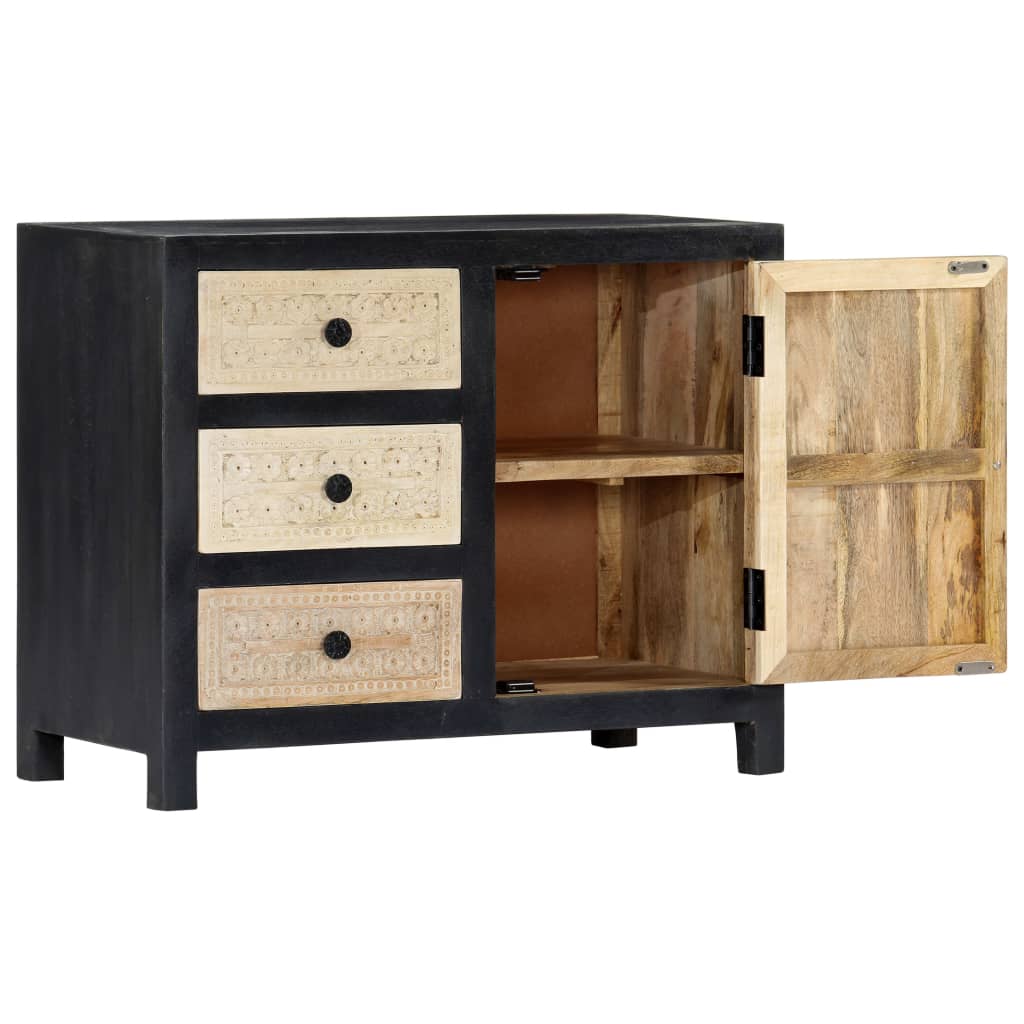 vidaXL Side Cabinet Sideboard Living Room Furniture Hand Carved Solid Wood Mango-4