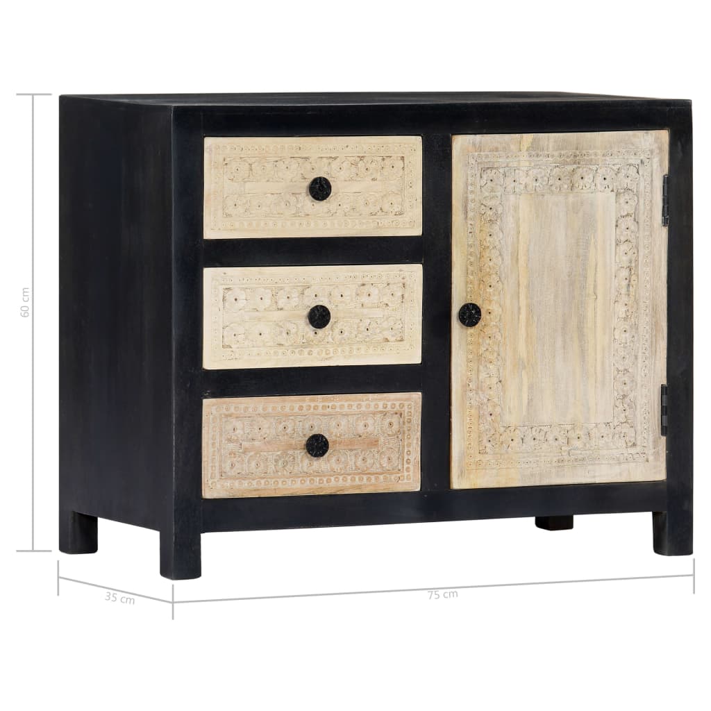 vidaXL Side Cabinet Sideboard Living Room Furniture Hand Carved Solid Wood Mango-2