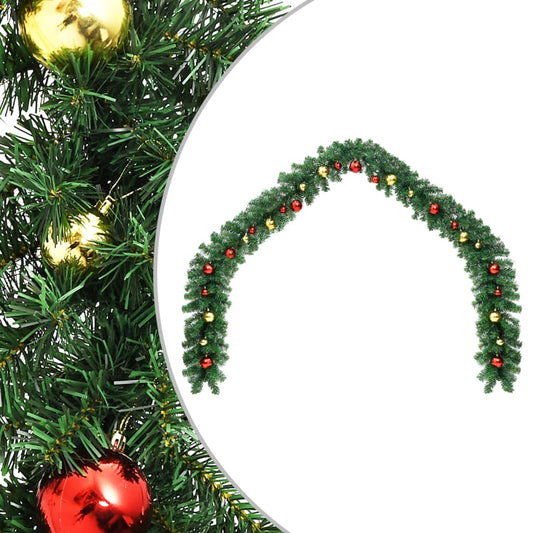 vidaXL Christmas Garland Holiday Artificial Christmas Garland with Baubles-0