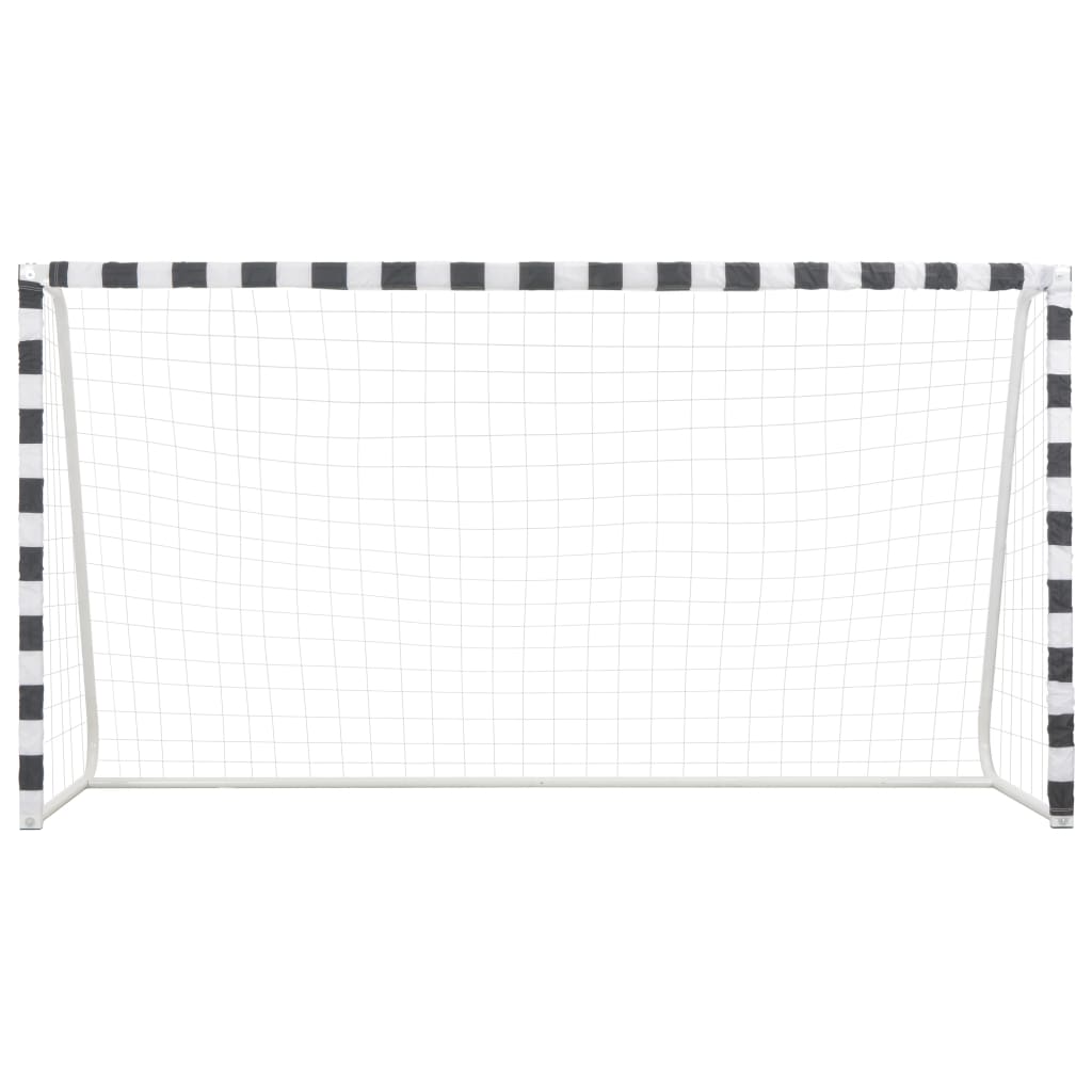vidaXL Soccer Goal Training Soccer Net Practice Net Metal Black and White-3