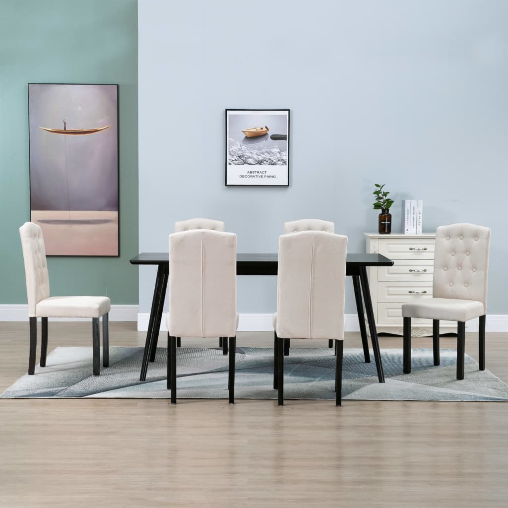 vidaXL Dining Chairs Accent Side Chair with Solid Wood Legs for Kitchen Fabric-11