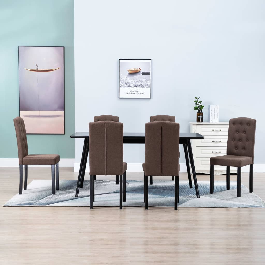 vidaXL Dining Chairs Accent Side Chair with Solid Wood Legs for Kitchen Fabric-8