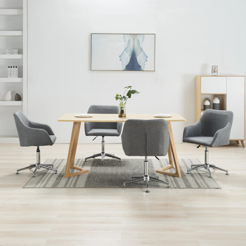 vidaXL Dining Chair 360 Degrees Swivel Accent Desk Chair with Arms Fabric-12