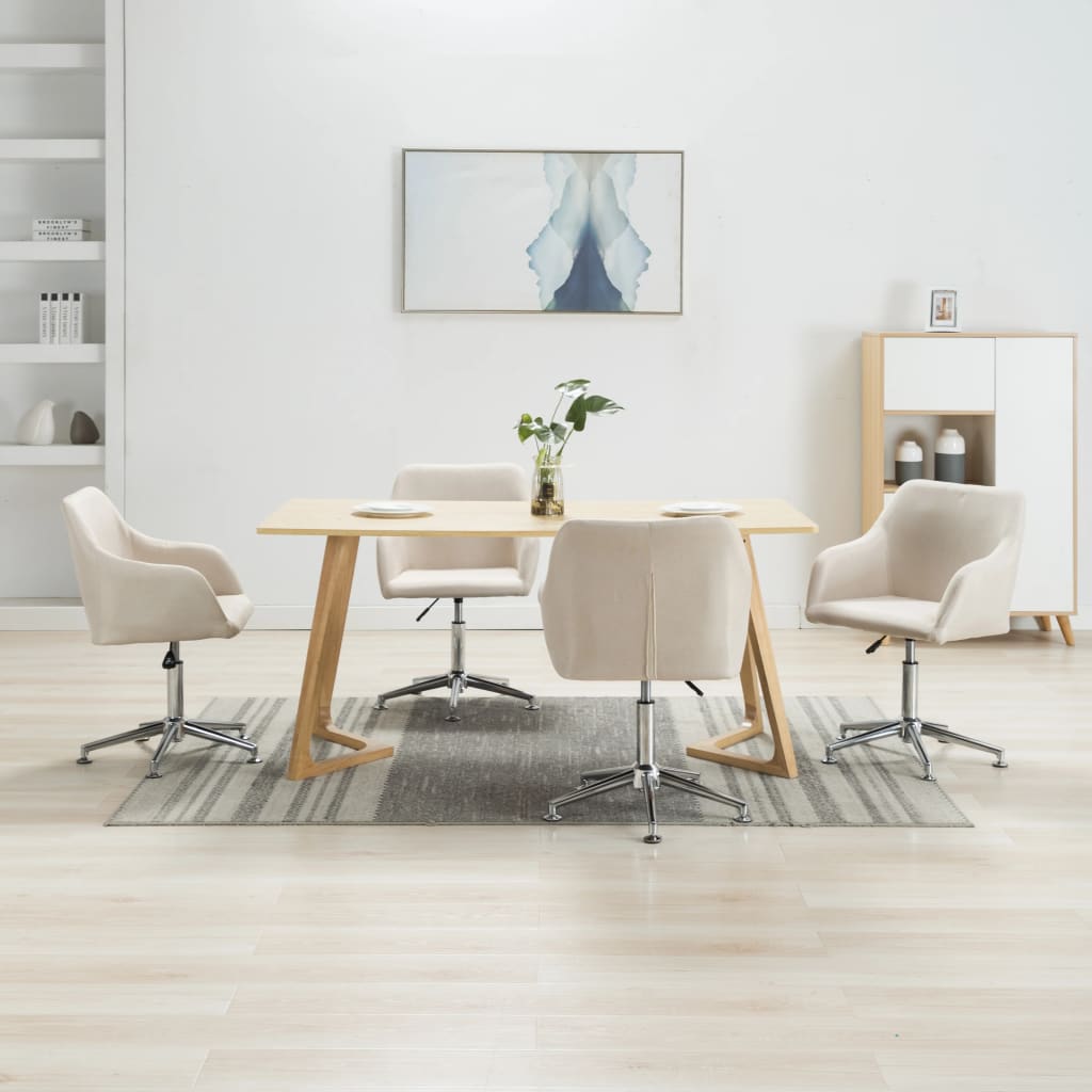 vidaXL Dining Chair 360 Degrees Swivel Accent Desk Chair with Arms Fabric-7