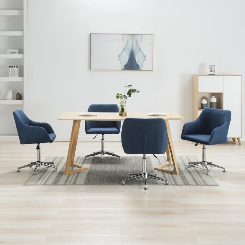 vidaXL Dining Chair 360 Degrees Swivel Accent Desk Chair with Arms Fabric-6