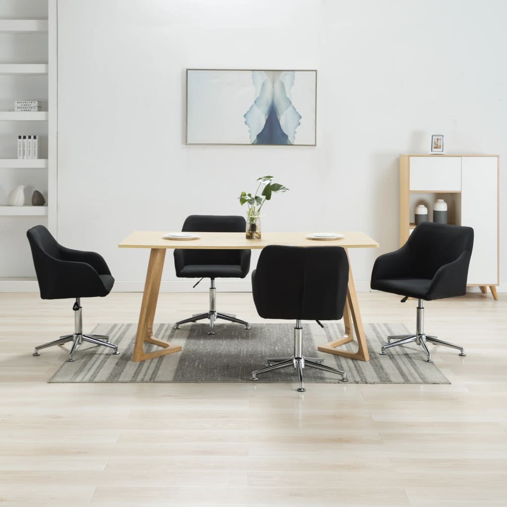 vidaXL Dining Chair 360 Degrees Swivel Accent Desk Chair with Arms Fabric-5