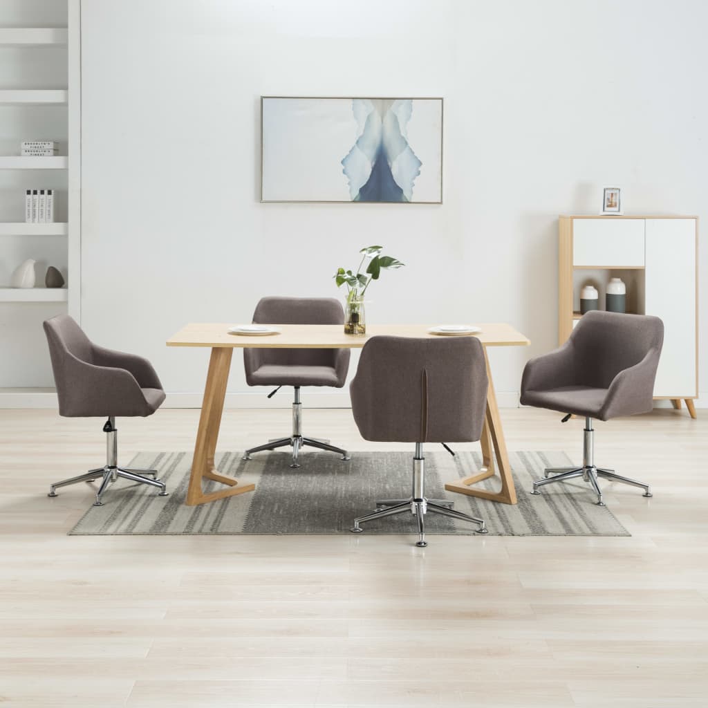 vidaXL Dining Chair 360 Degrees Swivel Accent Desk Chair with Arms Fabric-14