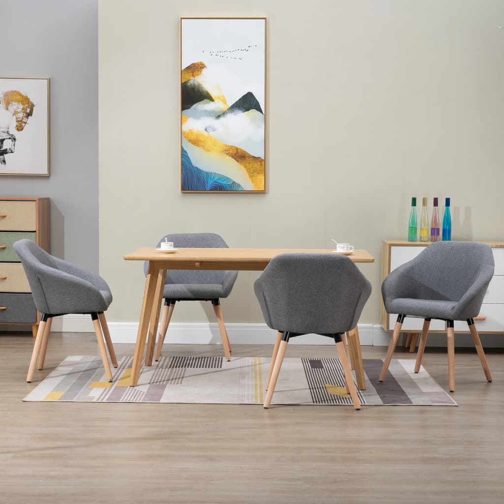 vidaXL Dining Chair Accent Upholstered Arm Chair with Solid Wood Legs Fabric-17