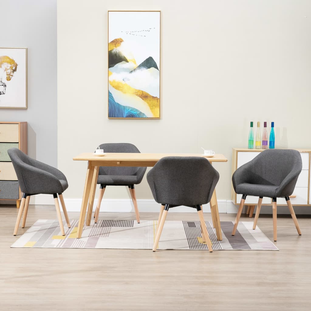 vidaXL Dining Chair Accent Upholstered Arm Chair with Solid Wood Legs Fabric-13