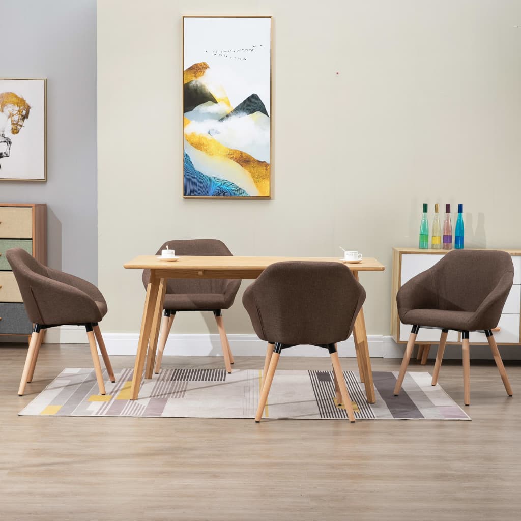 vidaXL Dining Chair Accent Upholstered Arm Chair with Solid Wood Legs Fabric-9