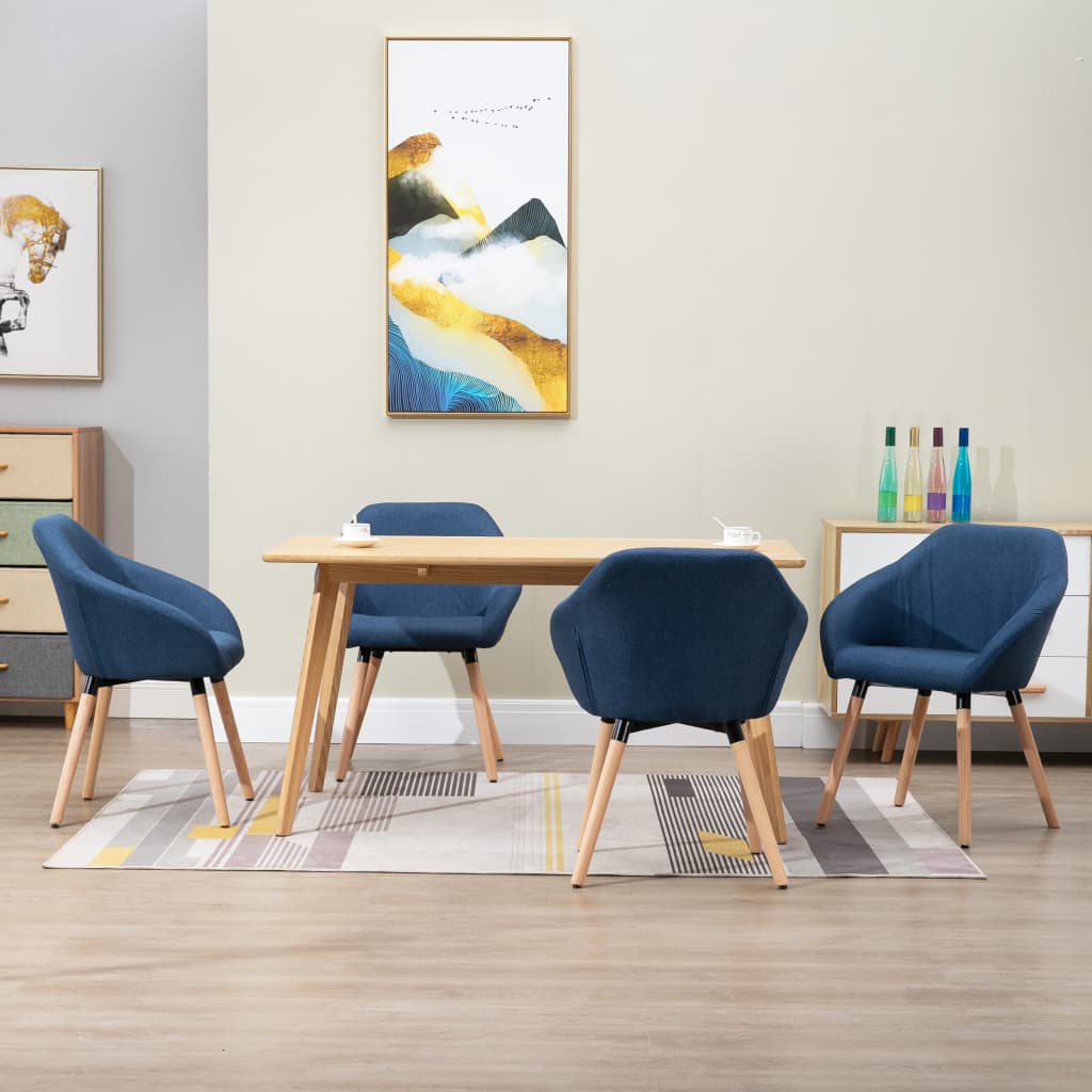 vidaXL Dining Chair Accent Upholstered Arm Chair with Solid Wood Legs Fabric-7