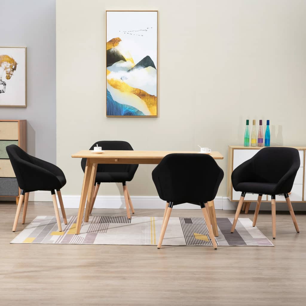 vidaXL Dining Chair Accent Upholstered Arm Chair with Solid Wood Legs Fabric-5