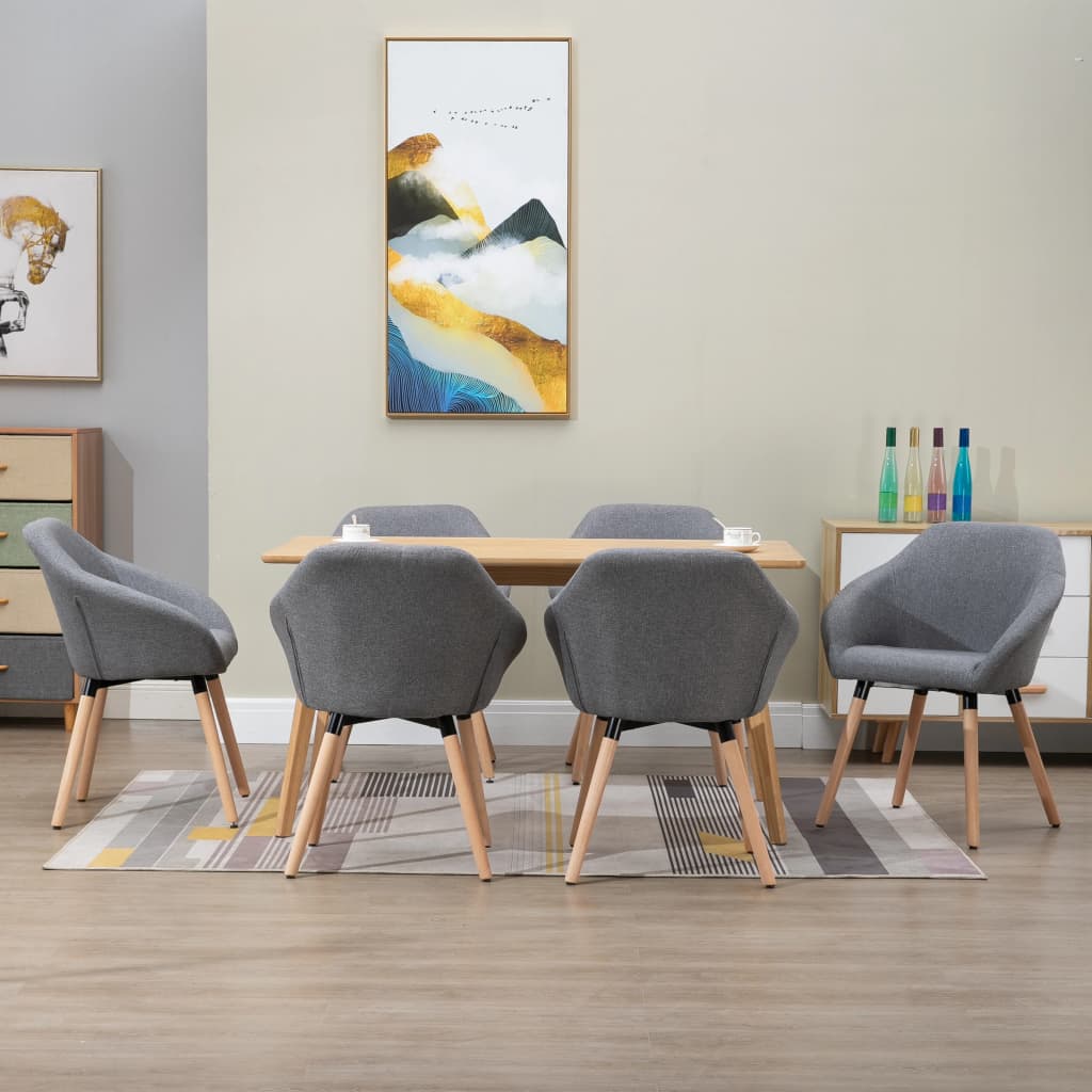 vidaXL Dining Chair Accent Upholstered Arm Chair with Solid Wood Legs Fabric-16