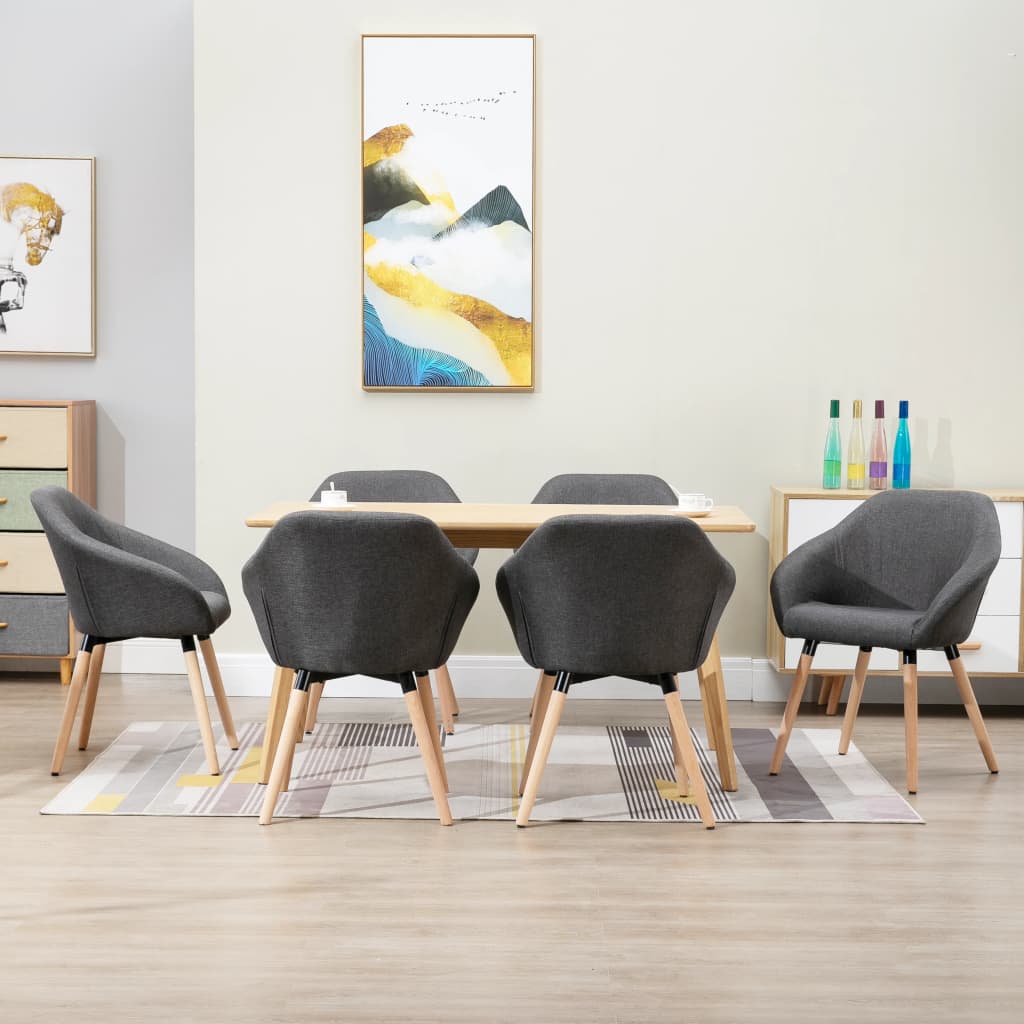 vidaXL Dining Chair Accent Upholstered Arm Chair with Solid Wood Legs Fabric-14