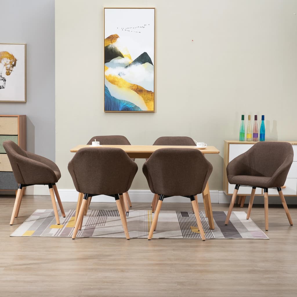 vidaXL Dining Chair Accent Upholstered Arm Chair with Solid Wood Legs Fabric-10