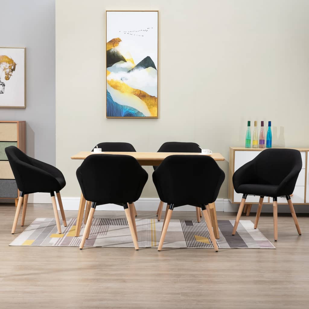 vidaXL Dining Chair Accent Upholstered Arm Chair with Solid Wood Legs Fabric-6
