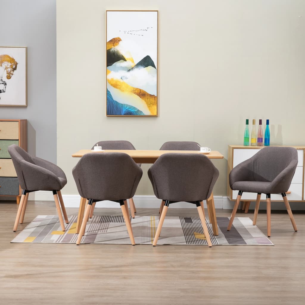 vidaXL Dining Chair Accent Upholstered Arm Chair with Solid Wood Legs Fabric-19