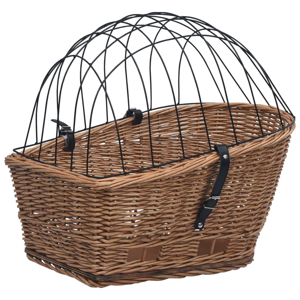 vidaXL Bike Rear Basket with Cover 21.7"x12.2"x14.2" Natural Willow-1