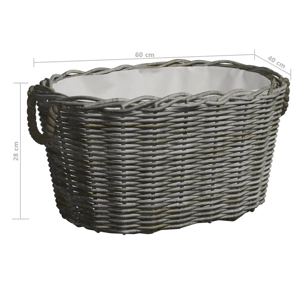 vidaXL Firewood Basket with Carrying Handles 23.6"x15.7"x11" Gray Willow-4