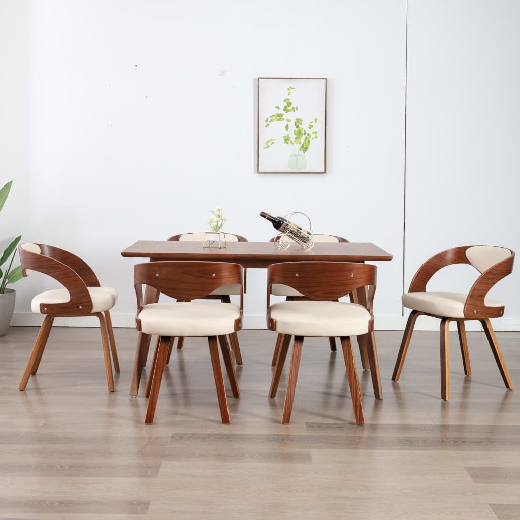 vidaXL Dining Chairs for Kitchen Restaurant 6 Pcs Bent Wood and Faux Leather-6