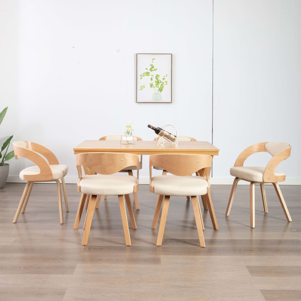 vidaXL Dining Chairs for Kitchen Restaurant 6 Pcs Bent Wood and Faux Leather-1