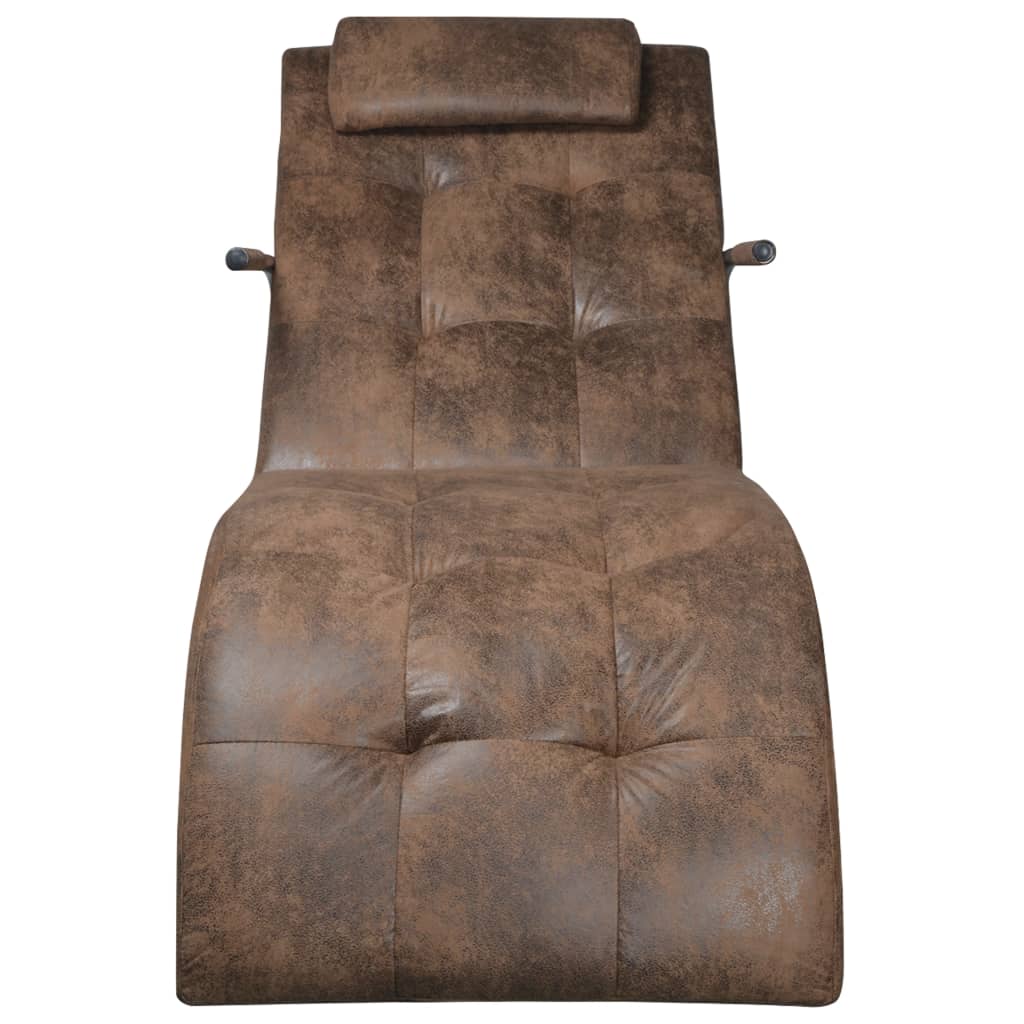 vidaXL Chaise Longue Indoor Chaise Lounge Chair with Pillow Suede Look Fabric