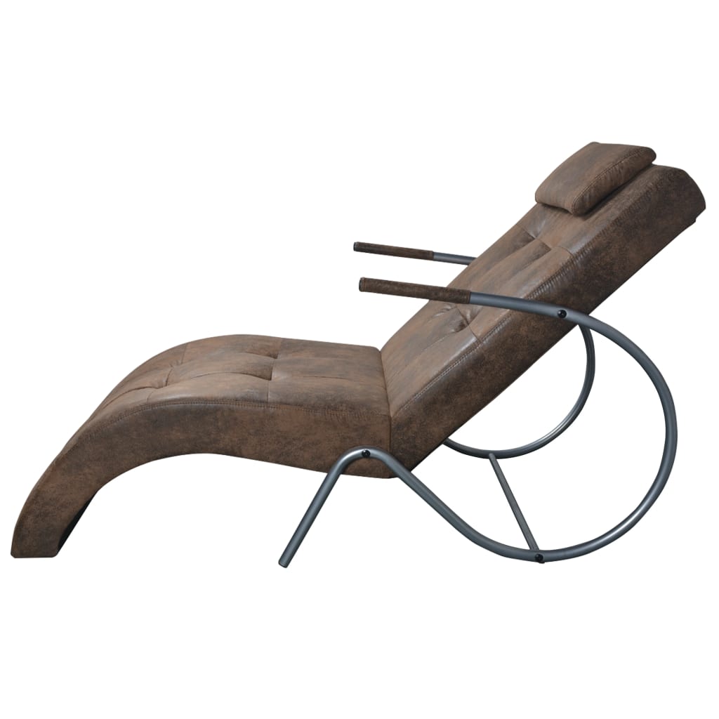 vidaXL Chaise Longue Indoor Chaise Lounge Chair with Pillow Suede Look Fabric