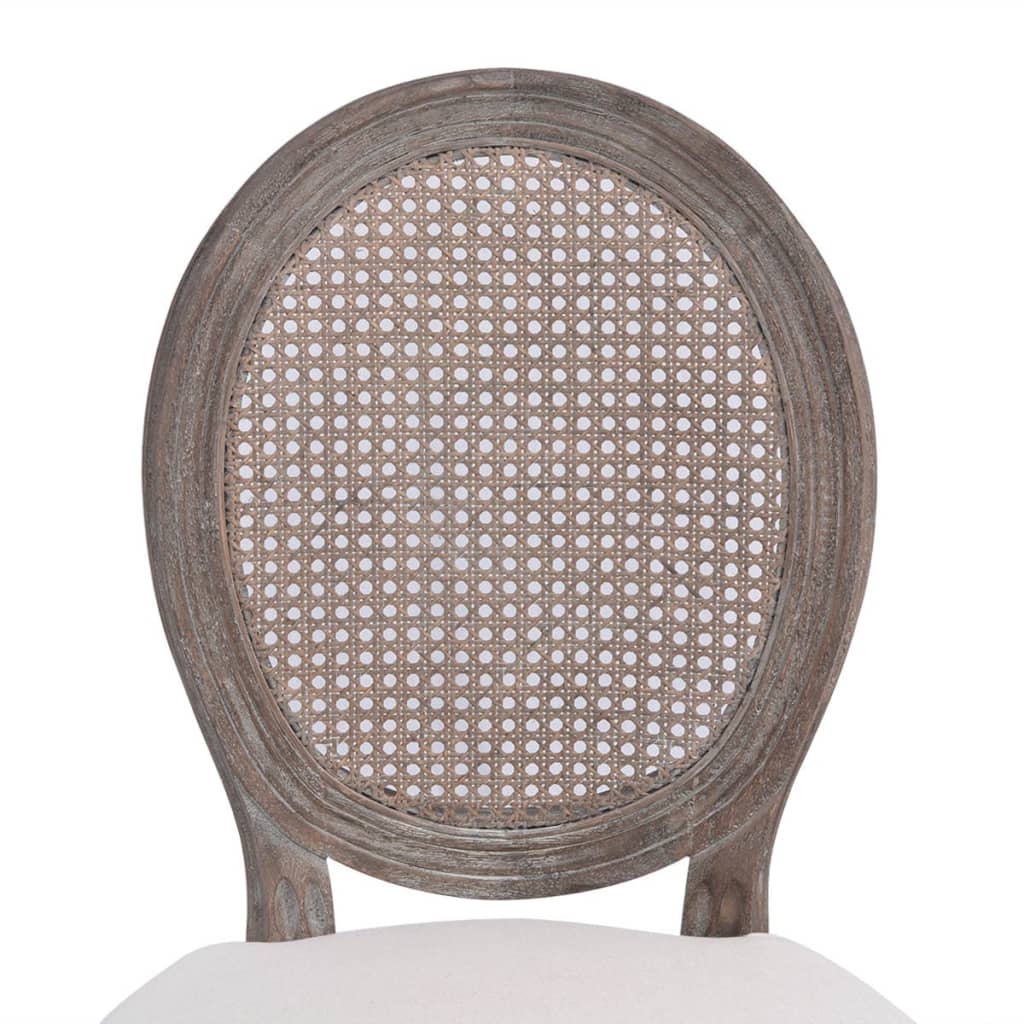 vidaXL Dining Chairs Accent Dining Side Chair with Rattan Back Cream Fabric-0