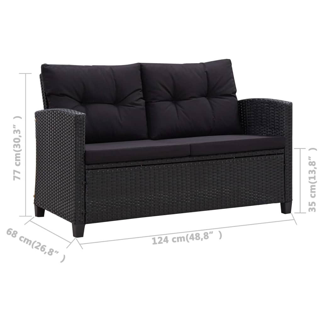 vidaXL Patio Sofa Outdoor Couch Patio Wicker Furniture with Cushions PE Rattan-4