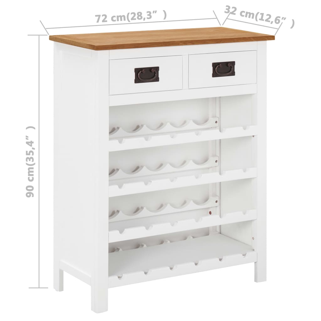 vidaXL Wine Cabinet Bottle Holder 2 Drawers Floor Wine Cabinet Solid Oak Wood-4