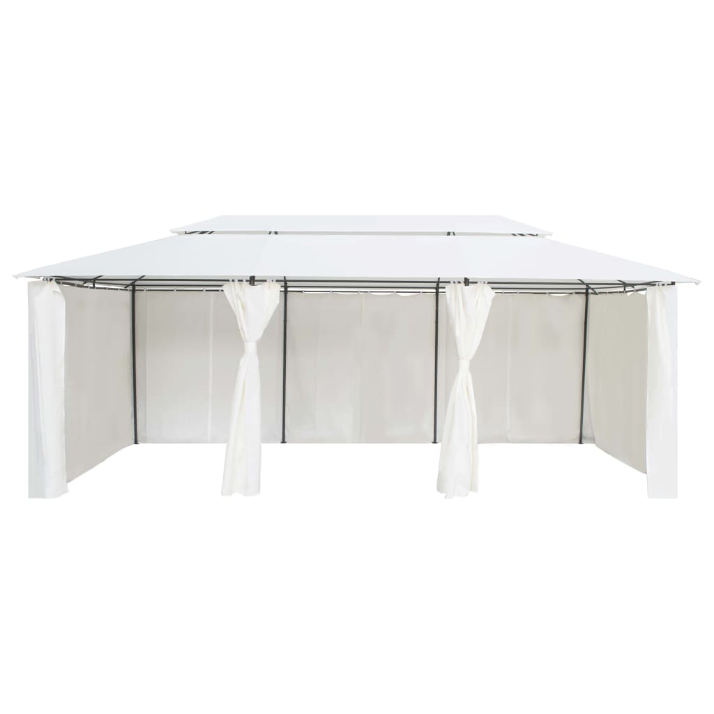 vidaXL Gazebo with Curtains 236.2"x117.3"x106.3" White 0.6 oz/ft²-2