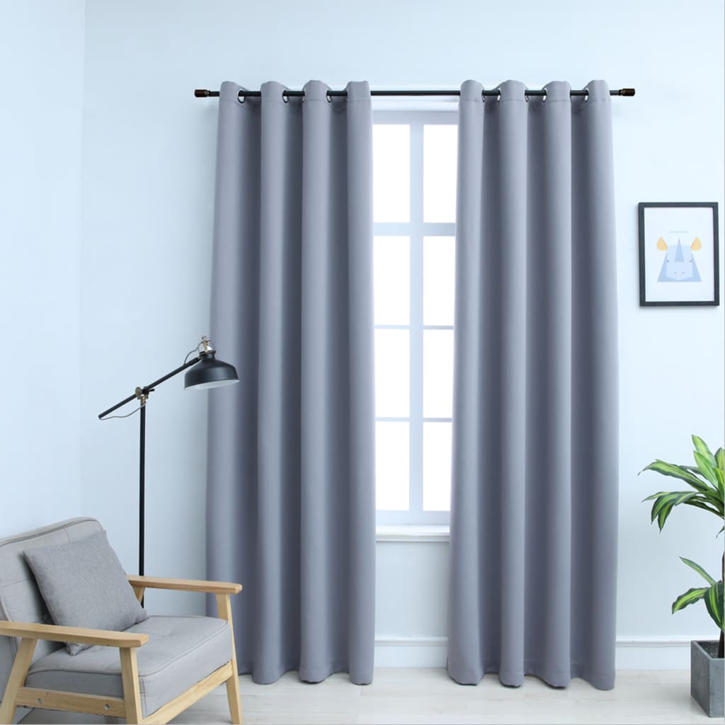 vidaXL Curtains 2 Pcs Roller Blackout Curtains Window Blinds with Rings Fabric-28