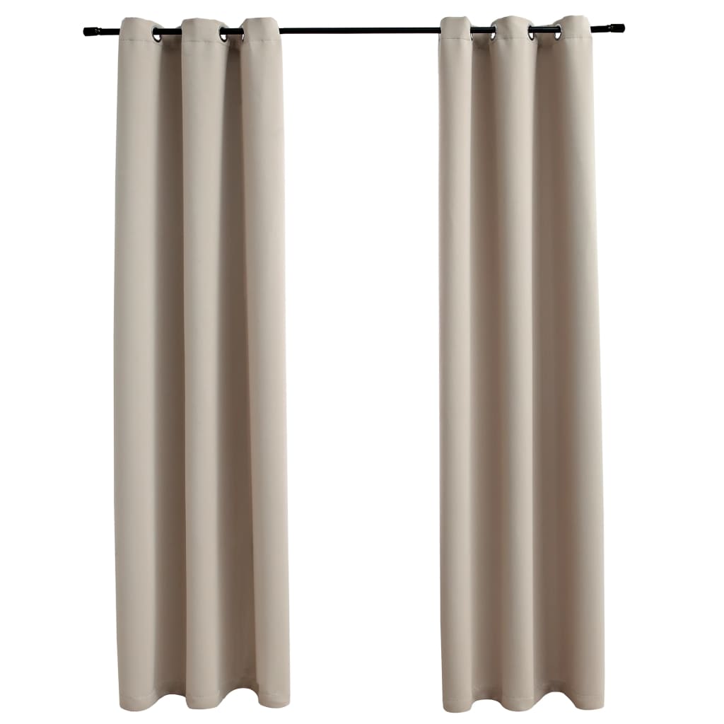vidaXL Curtains 2 Pcs Roller Blackout Curtains Window Blinds with Rings Fabric-12
