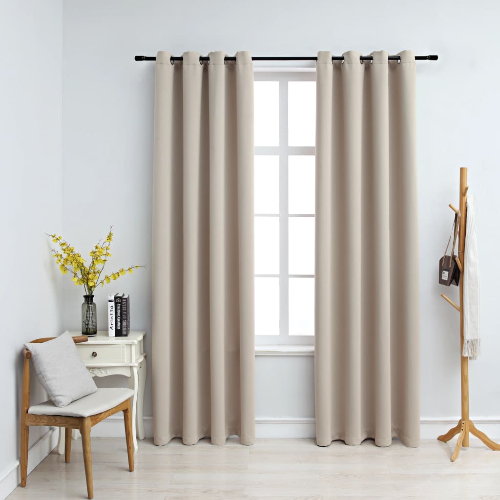 vidaXL Curtains 2 Pcs Roller Blackout Curtains Window Blinds with Rings Fabric-9