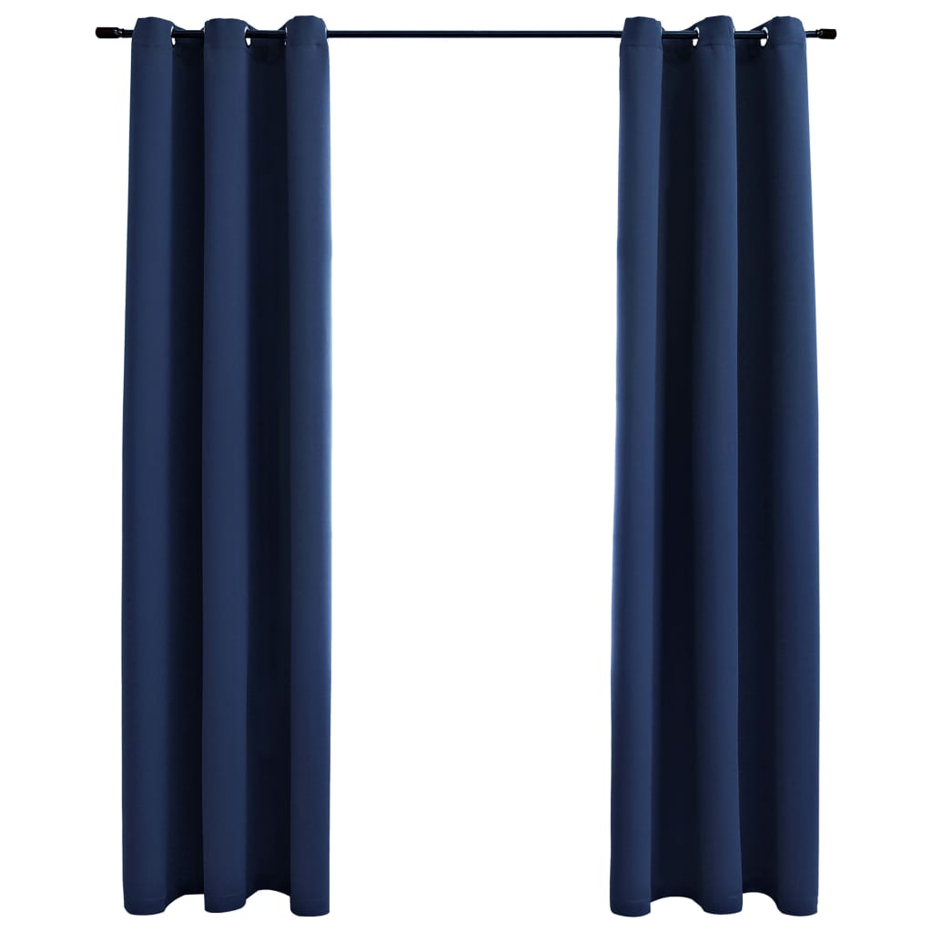 vidaXL Curtains 2 Pcs Roller Blackout Curtains Window Blinds with Rings Fabric