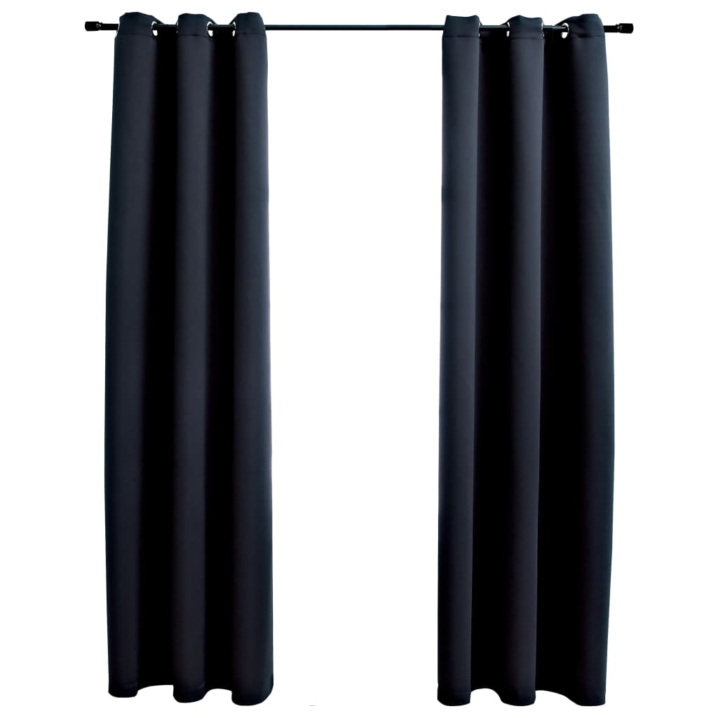 vidaXL Curtains 2 Pcs Roller Blackout Curtains Window Blinds with Rings Fabric-17