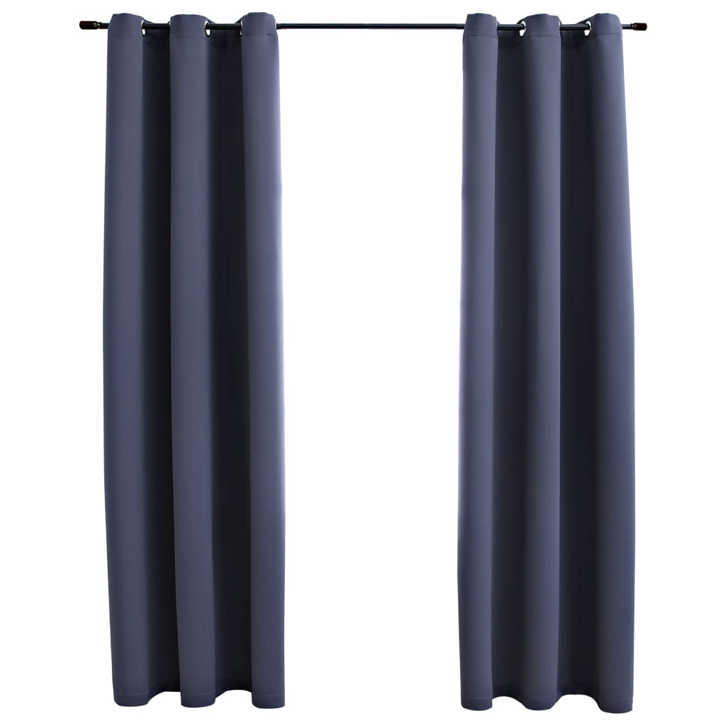 vidaXL Curtains 2 Pcs Roller Blackout Curtains Window Blinds with Rings Fabric