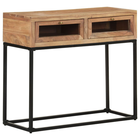 vidaXL Console Table 35.4"x13.8"x29.9" Solid Acacia Wood-0