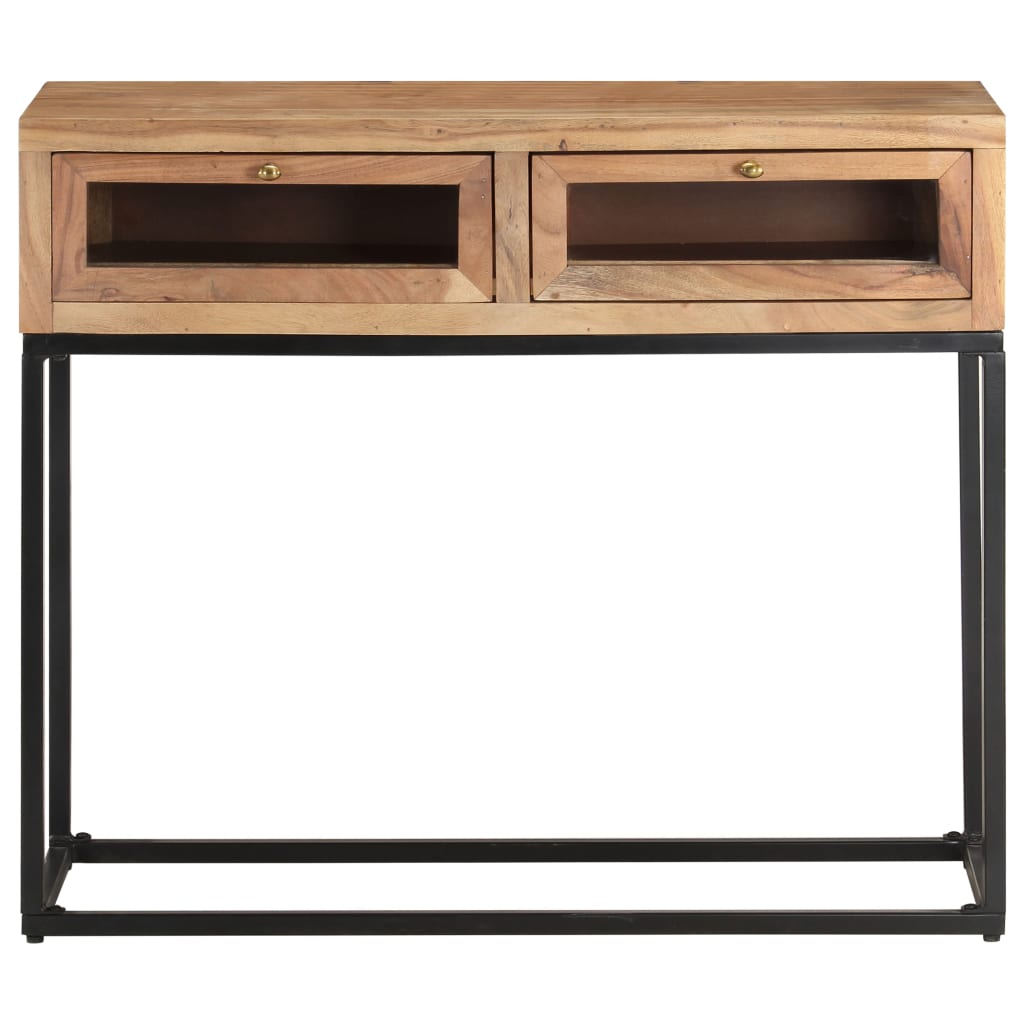 vidaXL Console Table 35.4"x13.8"x29.9" Solid Acacia Wood-3