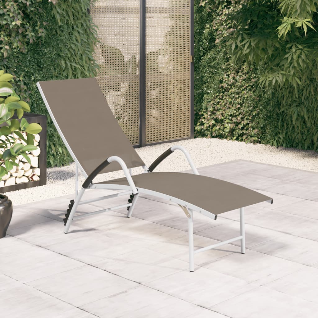 vidaXL Patio Lounge Chair Outdoor Sunbed Sunlounger Textilene and Aluminum-6