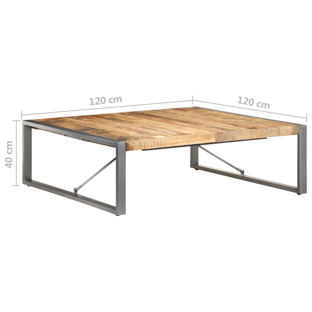 vidaXL Coffee Table 47.2"x47.2"x15.7" Rough Mango Wood-4