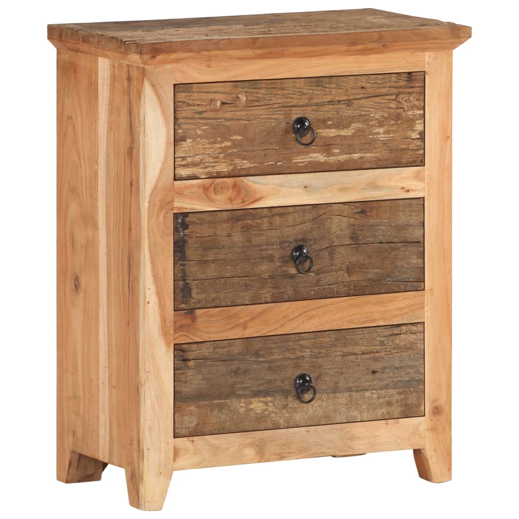 vidaXL Sideboard 23.6"x13"x29.5" Solid Acacia Wood and Reclaimed Wood-1