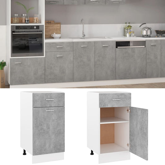 vidaXL Drawer Bottom Cabinet Concrete Gray 15.7"x18.1"x32.1" Engineered Wood-1
