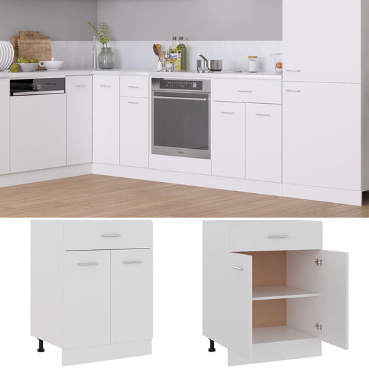 vidaXL Drawer Bottom Cabinet White 23.6"x18.1"x32.1" Engineered Wood-0