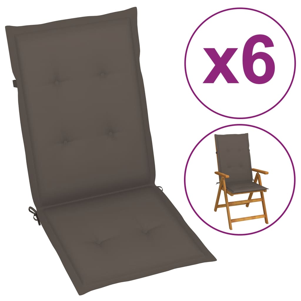 vidaXL Chair Cushion Water Repellent Garden High Back Chair Cushion Pad Fabric-3