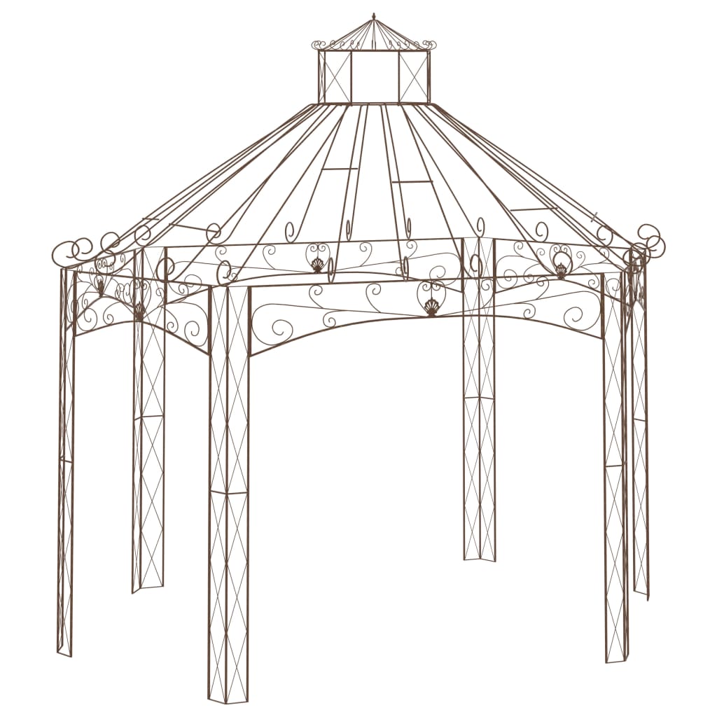 vidaXL Garden Pavilion Antique Brown 157.5"x101.6"x148.8" Iron-2