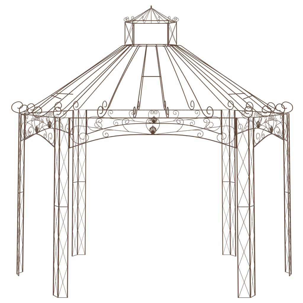vidaXL Garden Pavilion Antique Brown 157.5"x101.6"x148.8" Iron-4